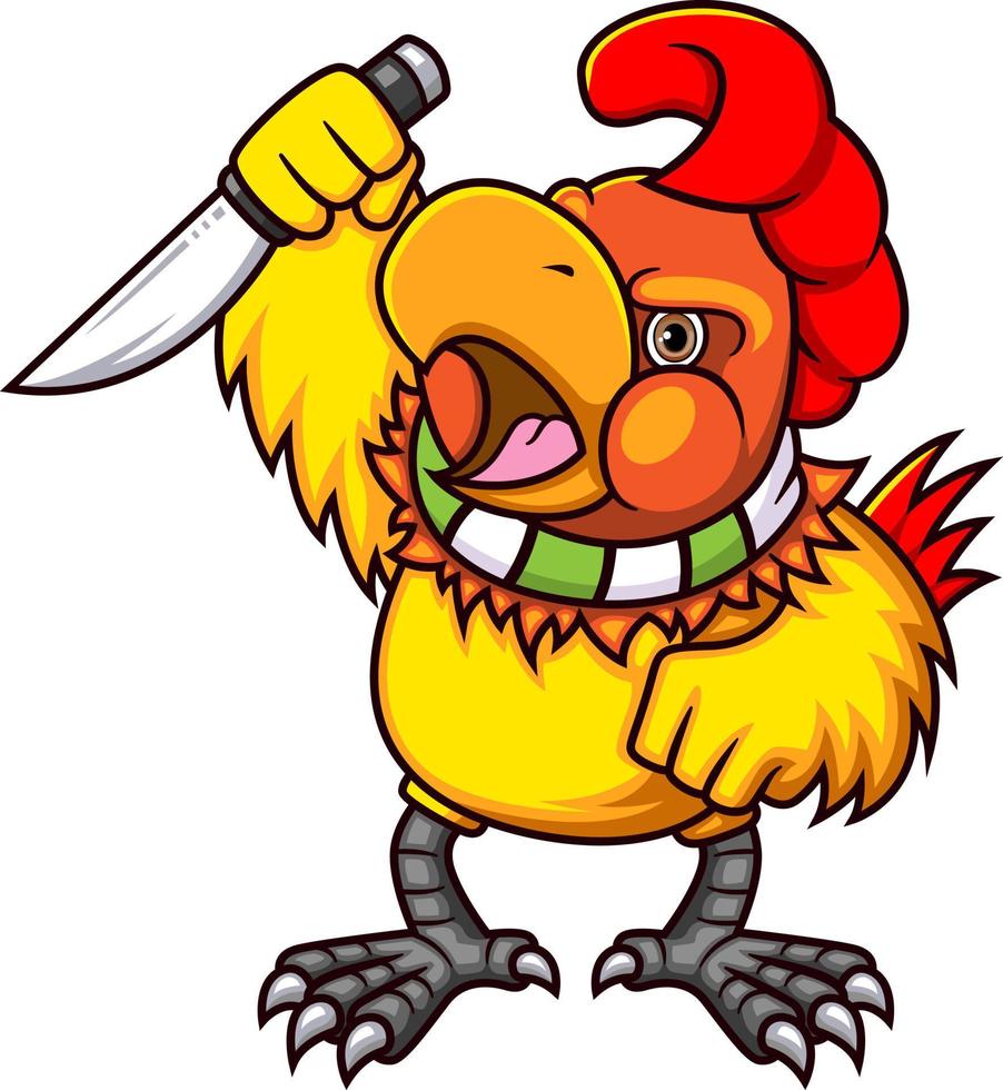 The cute rooster with knife vector