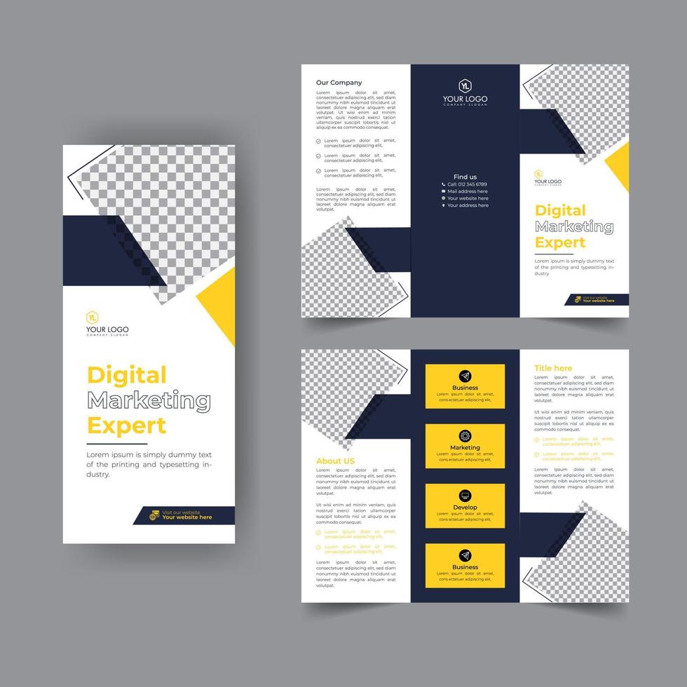 Business trifold brochure annual report cover, digital marketing tri fold corporate brochure cover or flyer design. Leaflet presentation. Catalog with Abstract geometric background. Modern template. vector