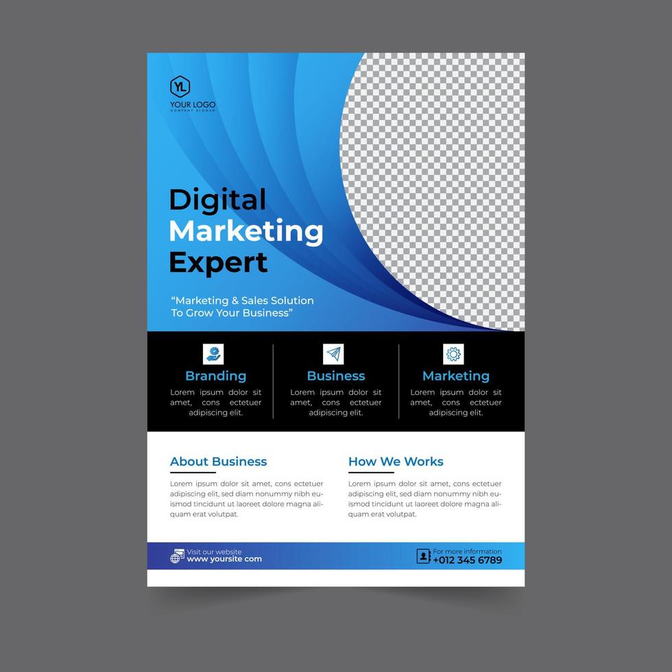 Business flyer design corporate flyer template geometric shape poster design brochure gradient abstract magazine background space for photo vector