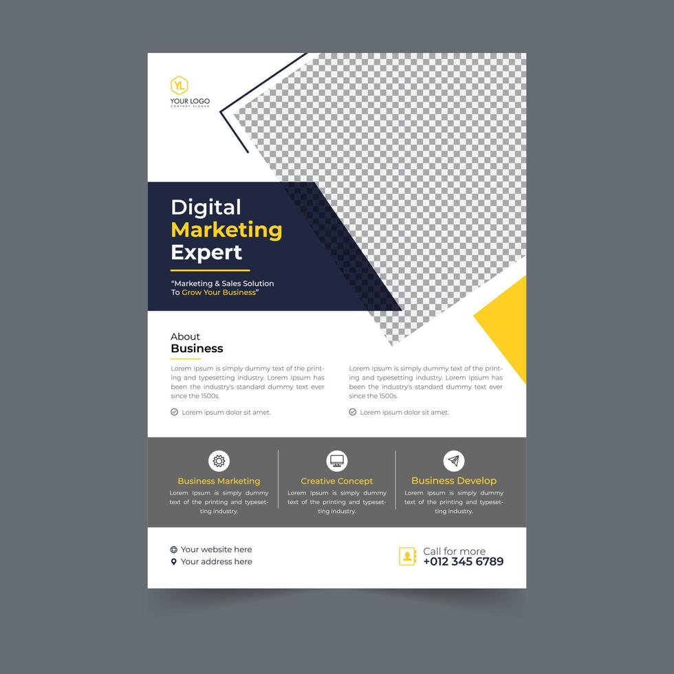 Business flyer design corporate flyer template geometric shape poster design brochure gradient abstract magazine background space for photo vector