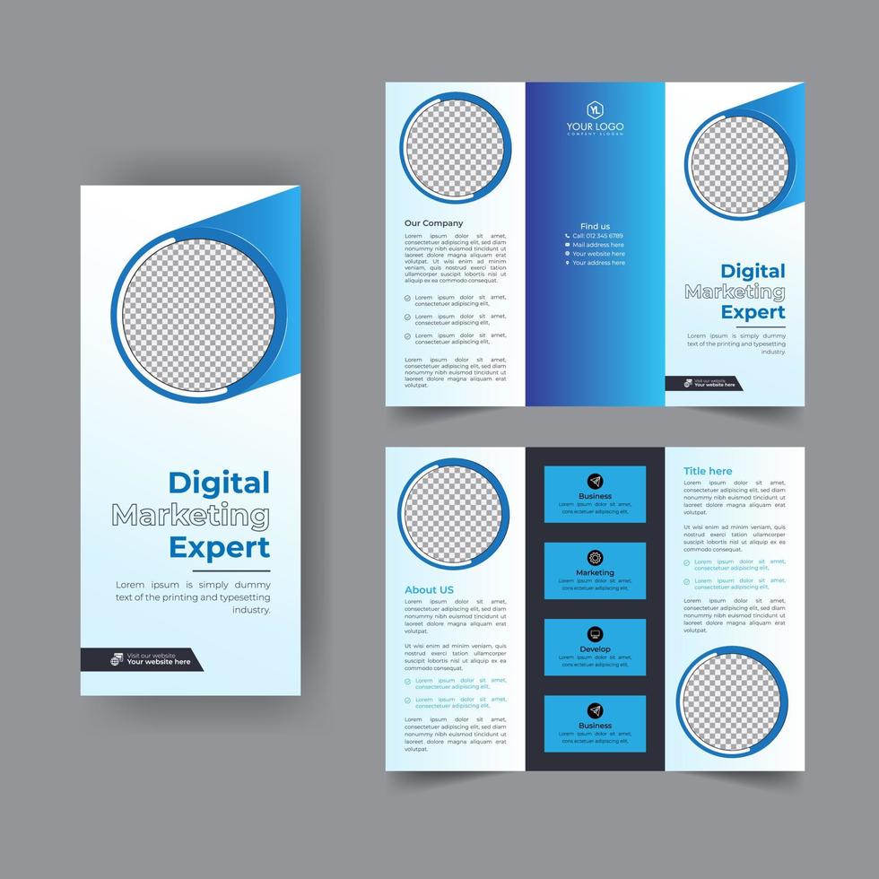 Business trifold brochure annual report cover, digital marketing tri fold corporate brochure cover or flyer design. Leaflet presentation. Catalog with Abstract geometric background. Modern template vector