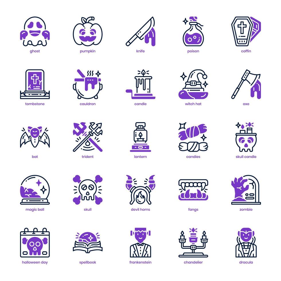 Halloween icon pack for your website design, logo, app, and user interface. Halloween icon mixed line and slolid design. Vector graphics illustration and editable stroke.