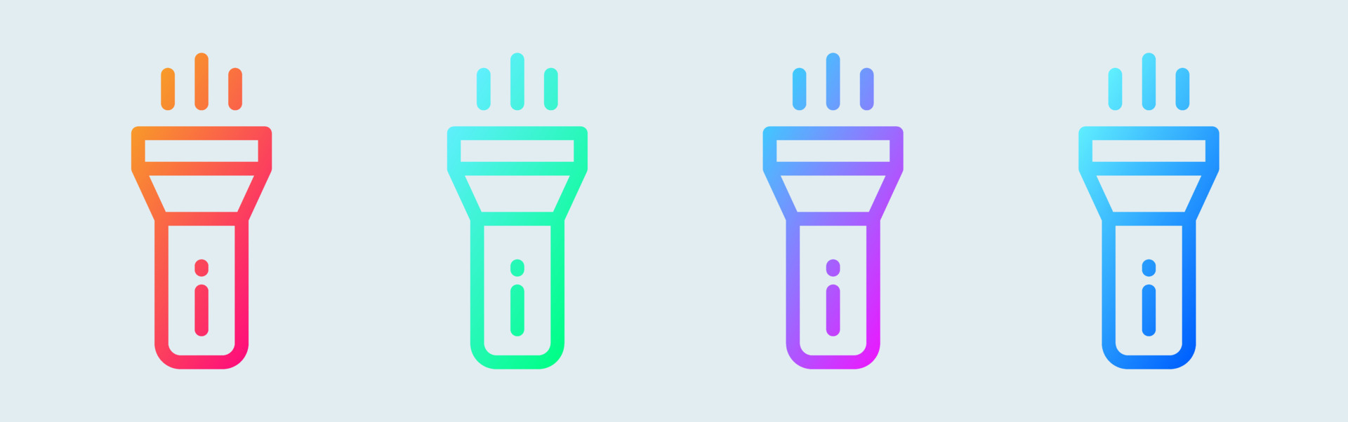Flashlight line icon in gradient colors. Torch signs vector