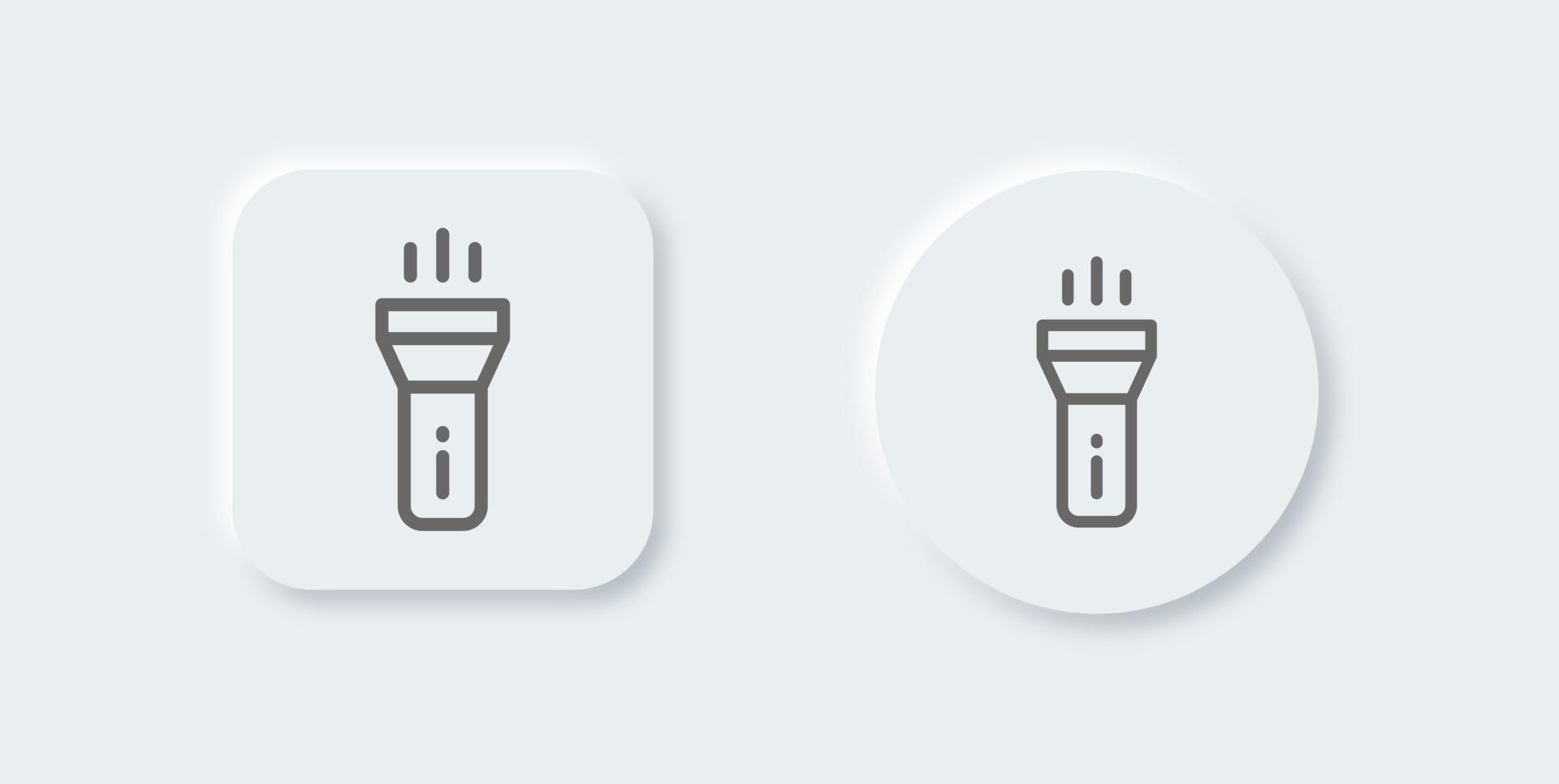 Flashlight line icon in neomorphic design style. Torch signs vector illustration.