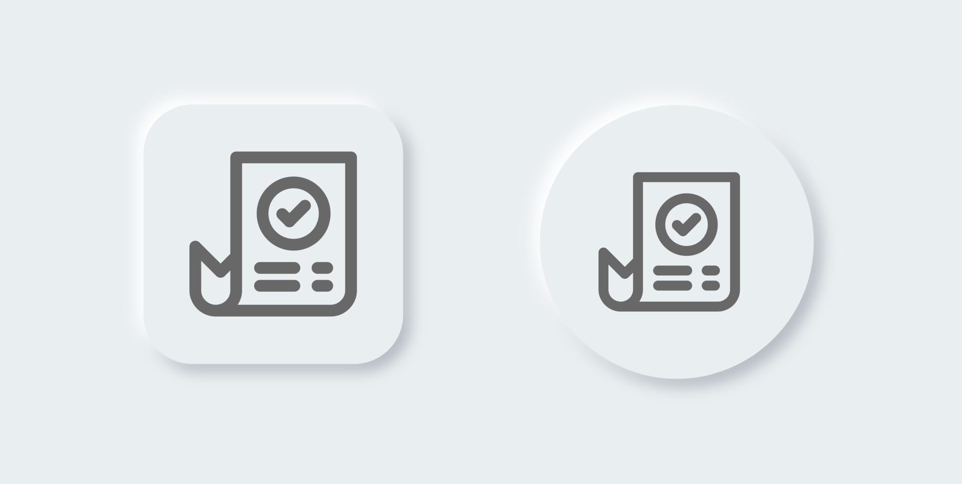 Invoice line icon in neomorphic design style. Receipt signs vector illustration.