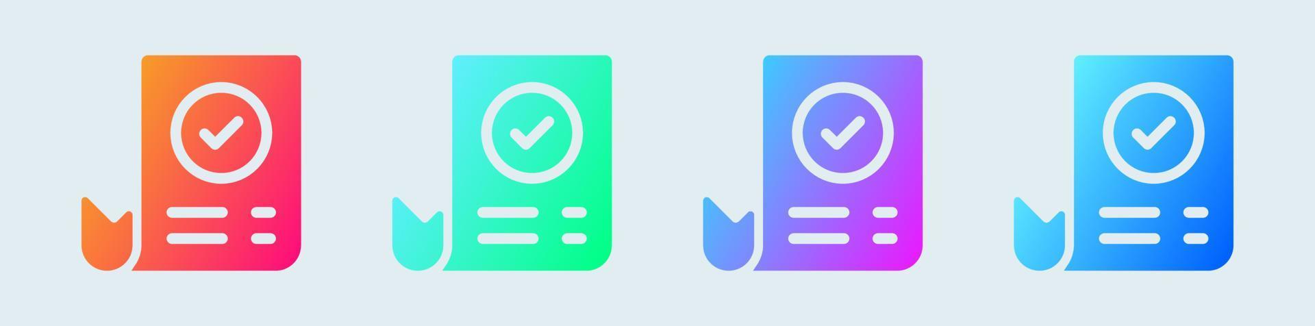 Invoice solid icon in gradient colors. Receipt signs vector illustration.