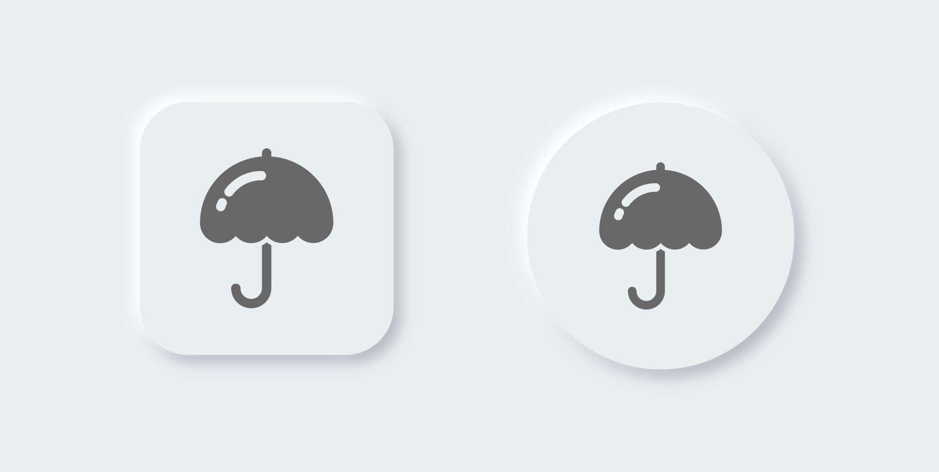 Umbrella solid icon in neomorphic design style. Protection signs vector illustration.