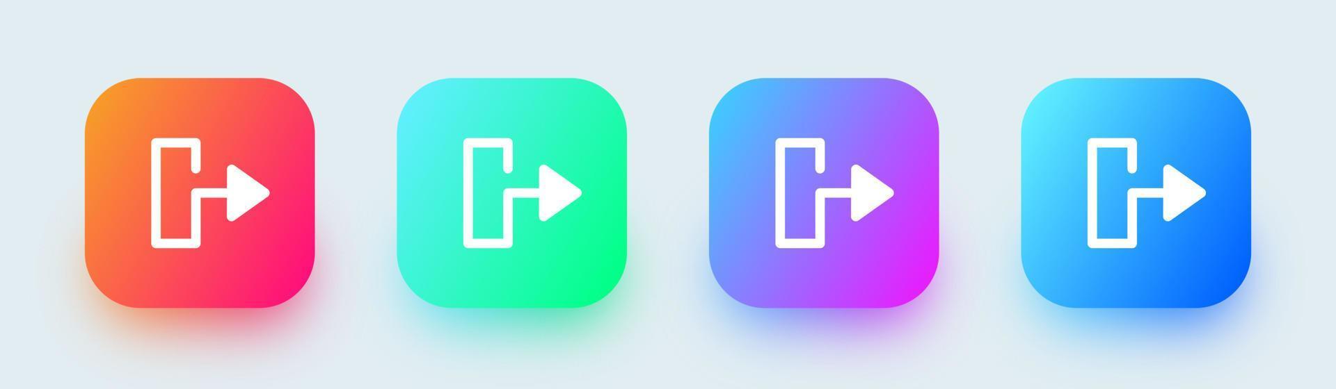 Output solid icon in square gradient colors. Arrow signs vector illustration.