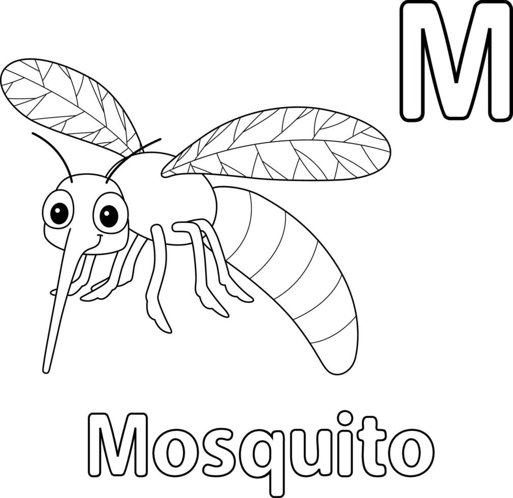 Mosquito Alphabet ABC Isolated Coloring Page M vector