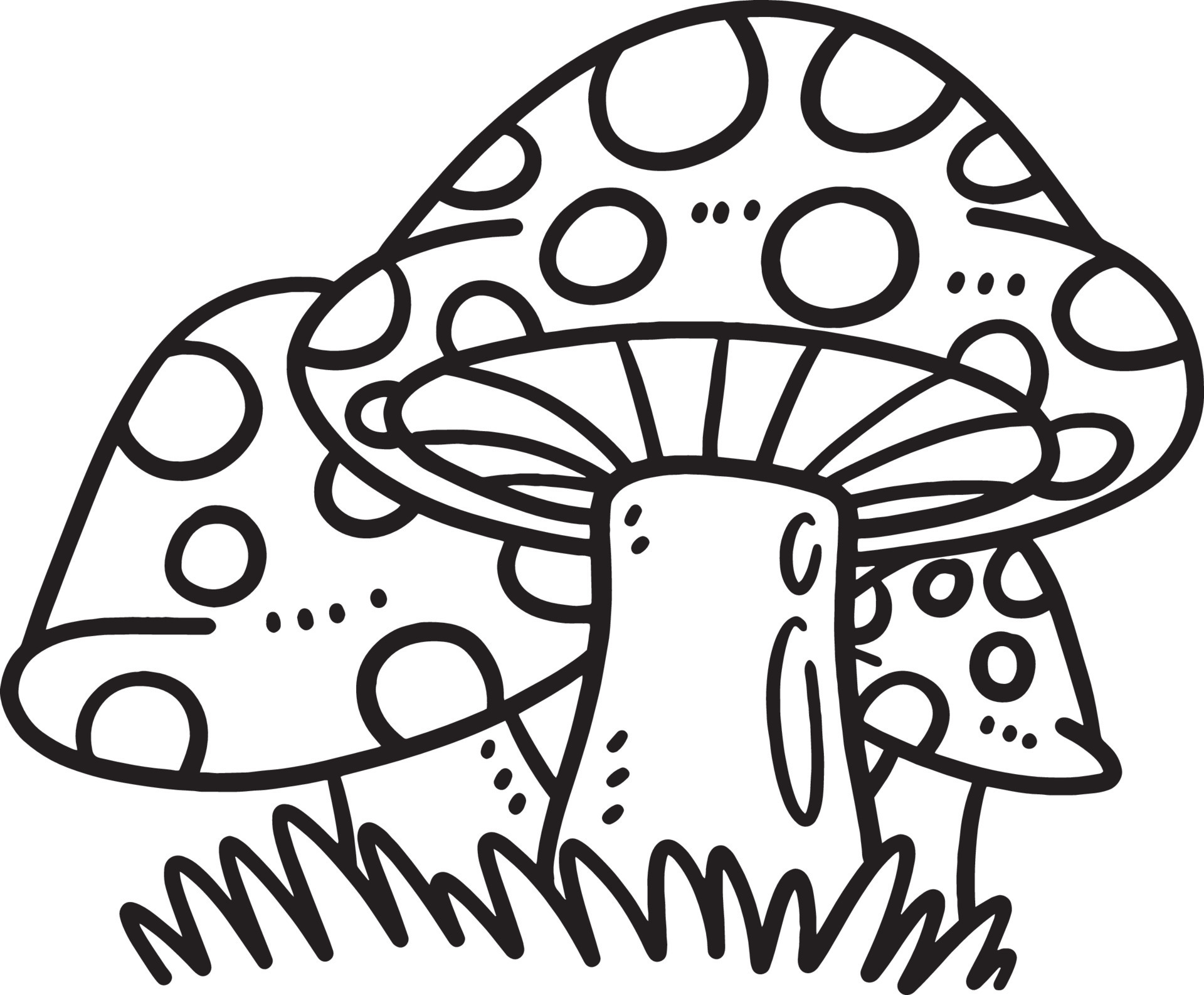 Spring Mushroom Isolated Coloring - Spring Mushroom Isolated Coloring Page For Kids Free Vector