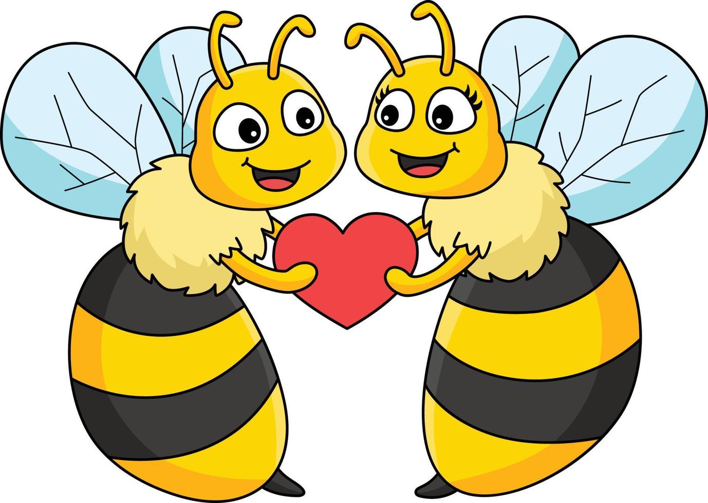 Bee My Valentine Cartoon Colored Clipart vector