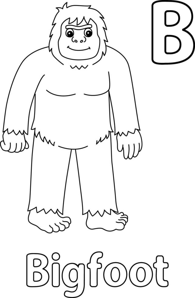 bigfoot animal alfabeto abc aislado colorear b vector