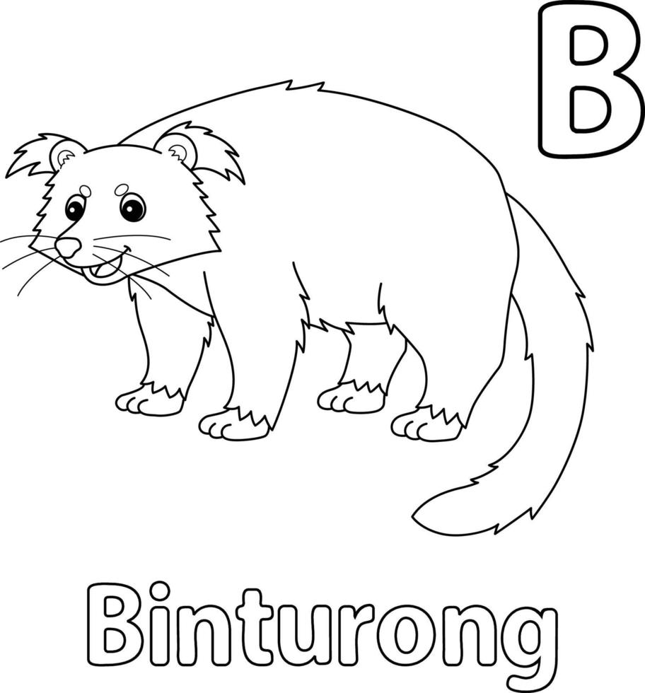 Binturong Animal Alphabet ABC Isolated Coloring B vector