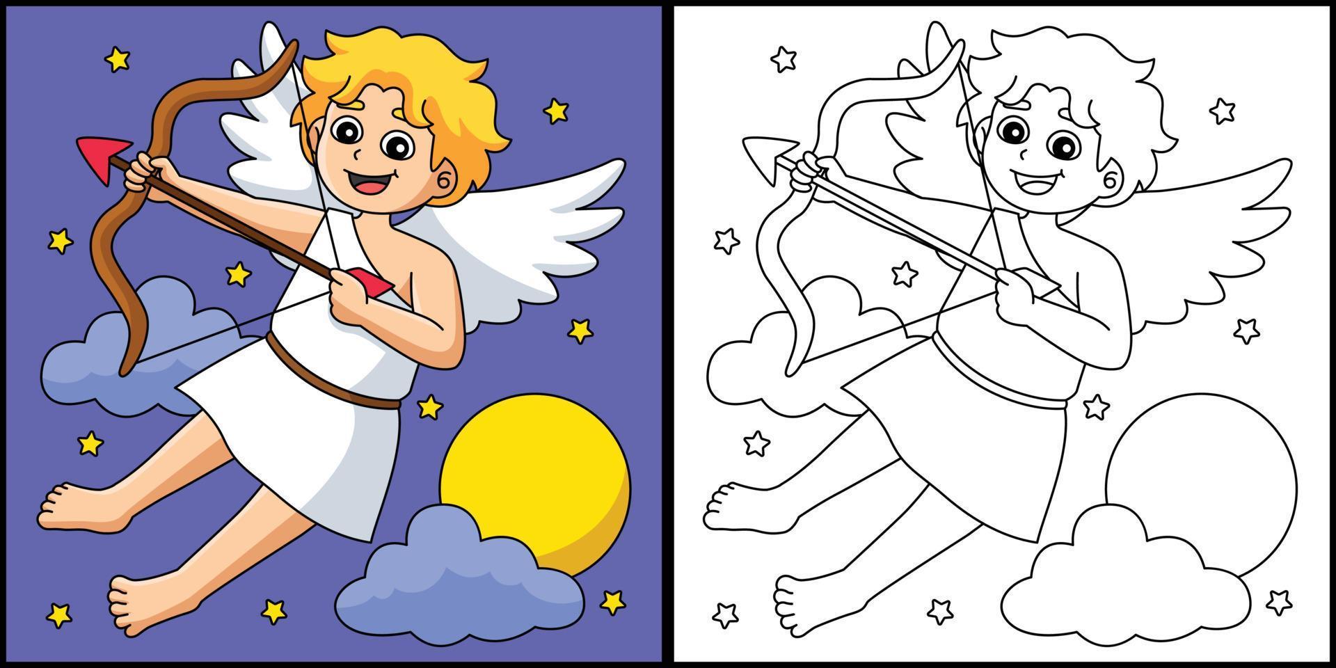 Valentines Day Cupid Coloring Page Illustration vector