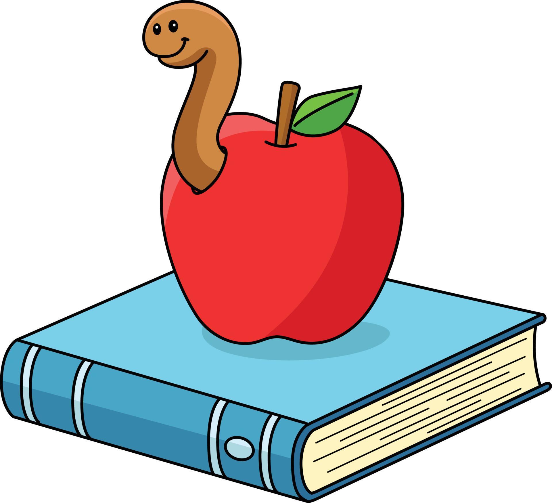 Book with Apple Cartoon Colored Clipart 15529342 Vector Art at Vecteezy