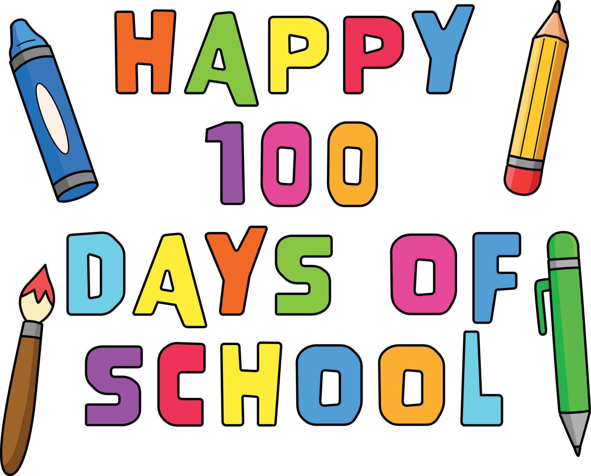 100th Day Of School Text Book Cartoon Clipart 15529346 Vector Art at Vecteezy