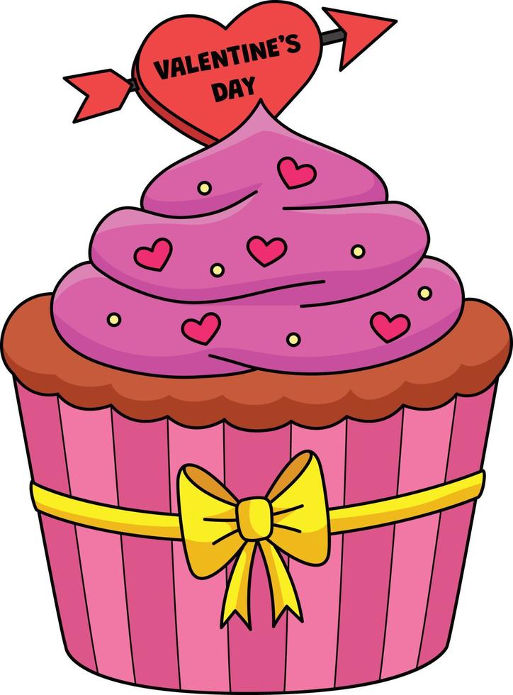 Valentines Day Cupcake Cartoon Colored Clipart vector