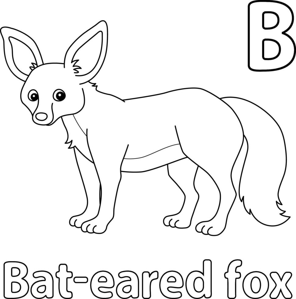 Bat-Eared Fox Alphabet ABC Isolated Coloring B vector