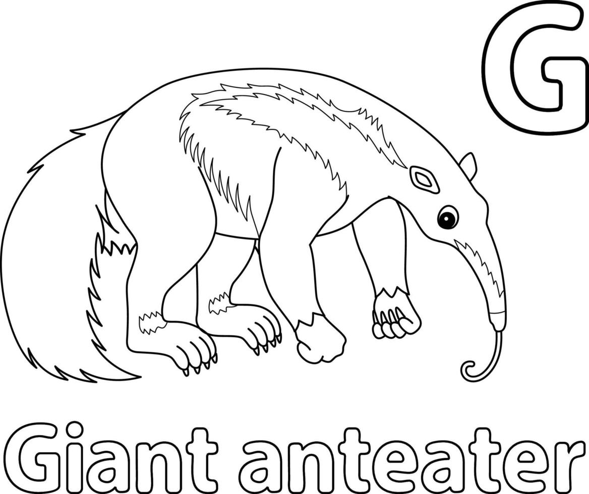 Giant Anteater Alphabet ABC Isolated Coloring G vector