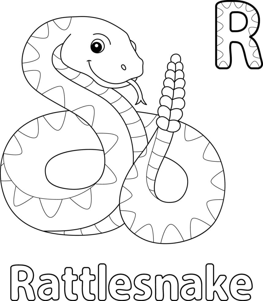 Rattlesnake Alphabet ABC Isolated Coloring Page R vector