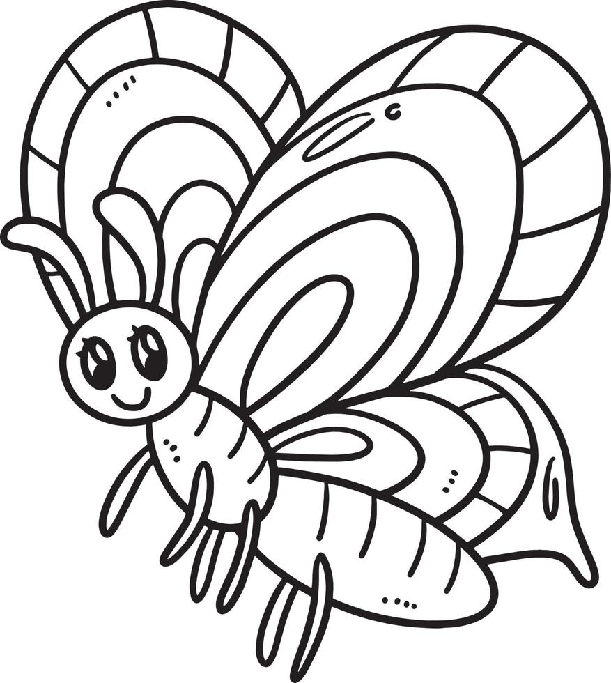 Spring Butterfly Isolated Coloring Page for Kids vector