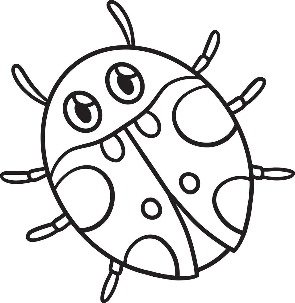 Spring Ladybug Isolated Coloring Page for Kids vector