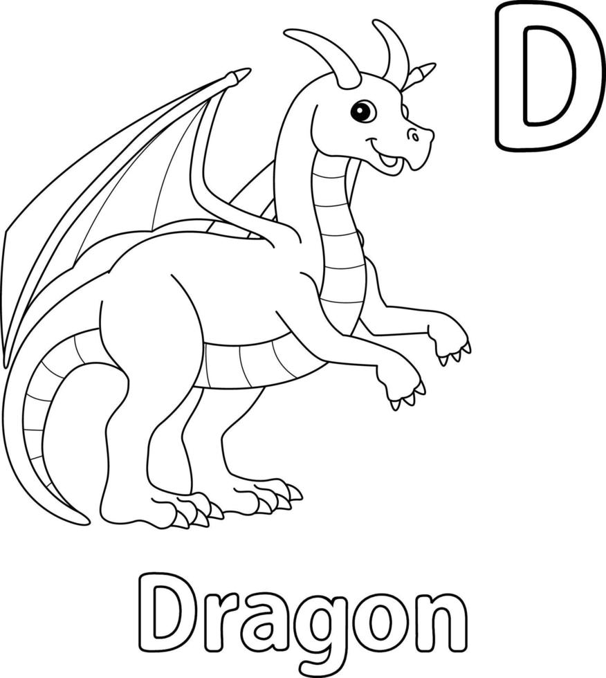 Dragon Animal Alphabet ABC Isolated Coloring D vector