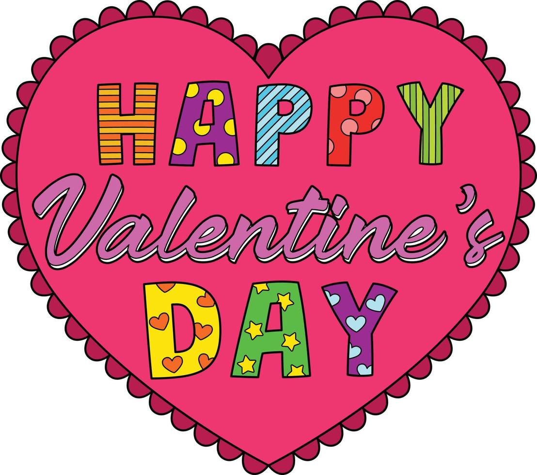Happy Valentines Day Cartoon Colored Clipart vector