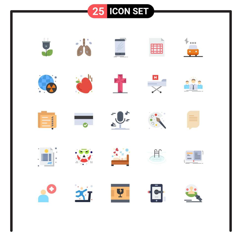 Pack of 25 Modern Flat Colors Signs and Symbols for  Print Media