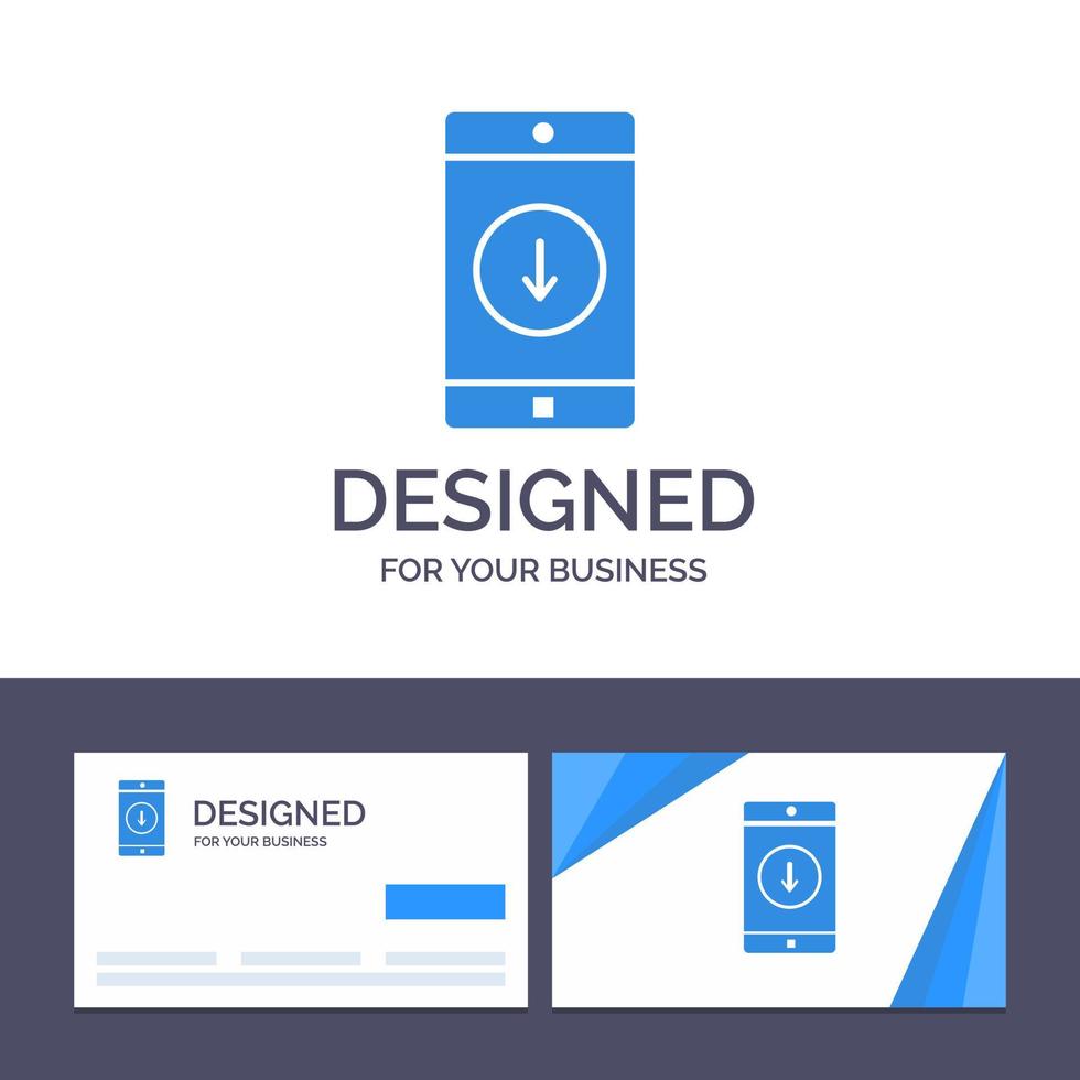 Creative Business Card and Logo template Application Mobile Mobile Application Down Arrow Vector Illustration