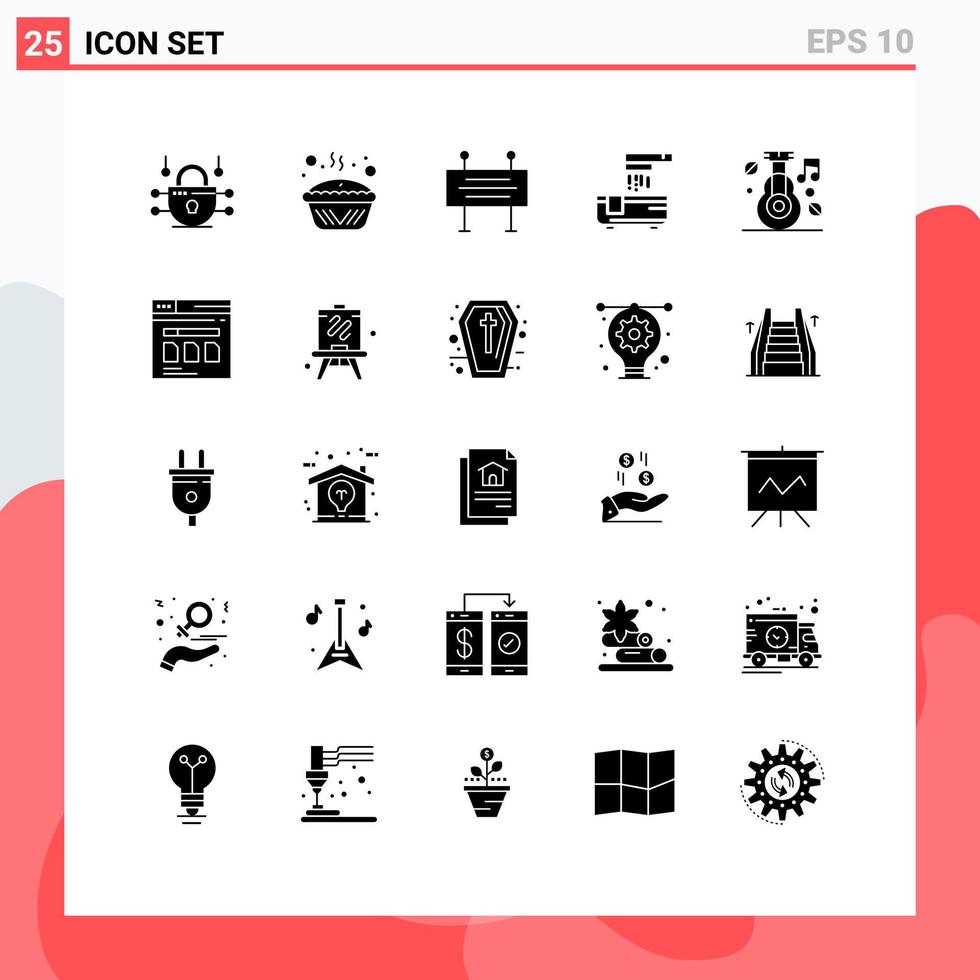 Pictogram Set of 25 Simple Solid Glyphs of healthcare shower construction banner bathtub bath Editable Vector Design Elements