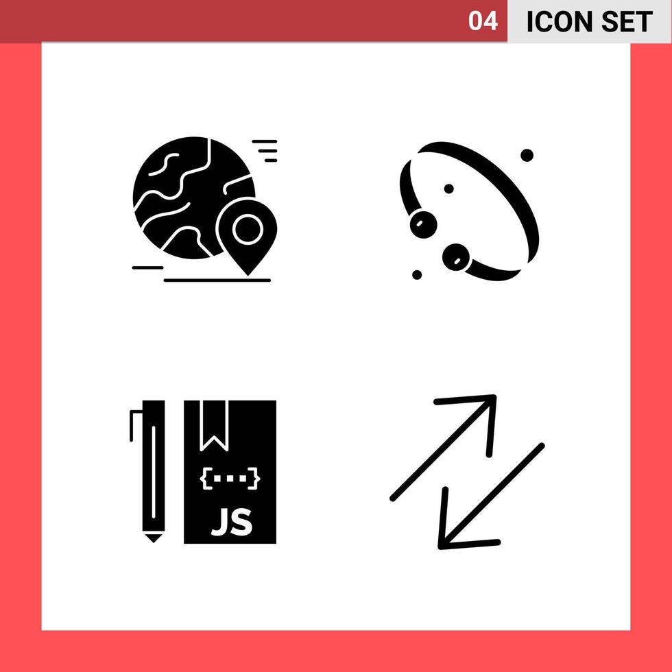 4 Icon Pack Solid Style Glyph Symbols on White Background Simple Signs for general designing vector