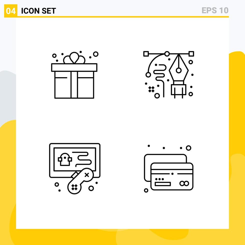 4 Creative Icons Modern Signs and Symbols of box hobbies shopping drawing game Editable Vector Design Elements