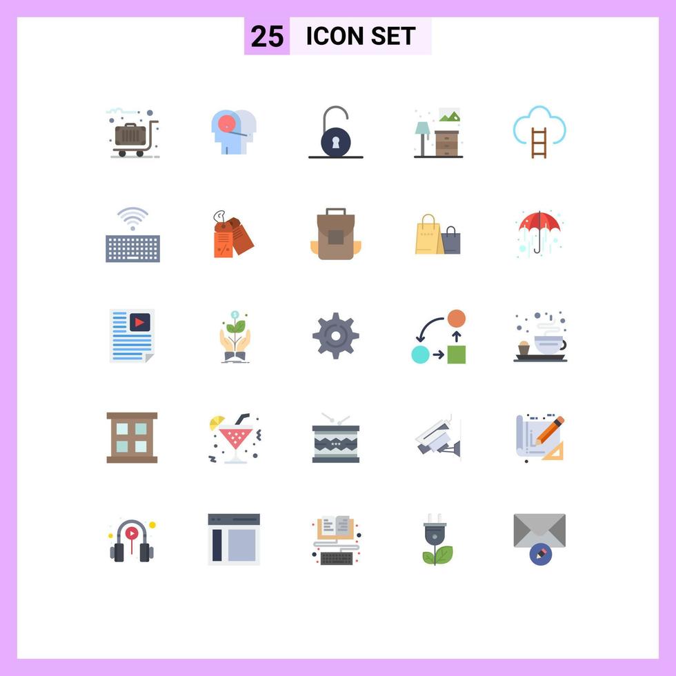 25 Flat Color concept for Websites Mobile and Apps game career unlocked lump living Editable Vector Design Elements