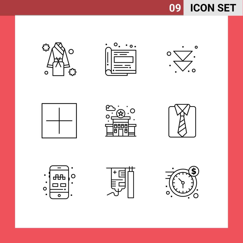9 Outline concept for Websites Mobile and Apps police plus paper open add Editable Vector Design Elements