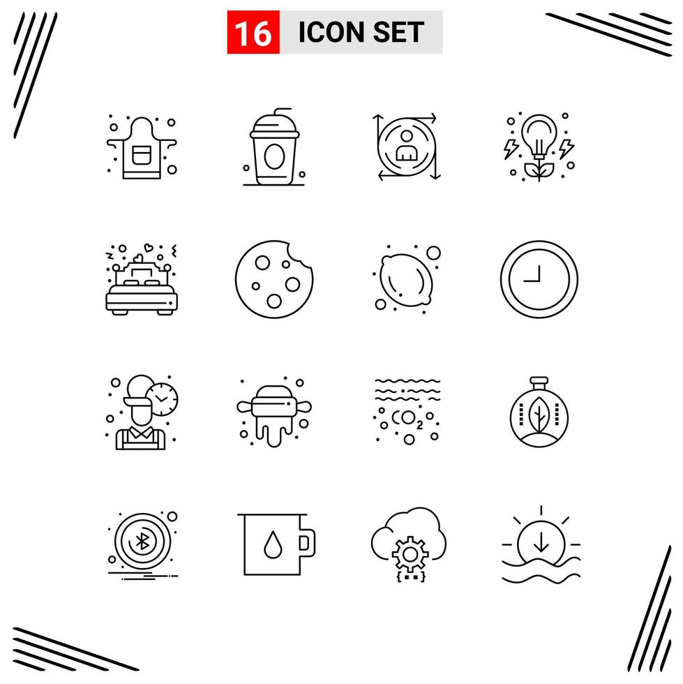 16 Icons Line Style Grid Based Creative Outline Symbols for Website Design Simple Line Icon Signs Isolated on White Background 16 Icon Set vector