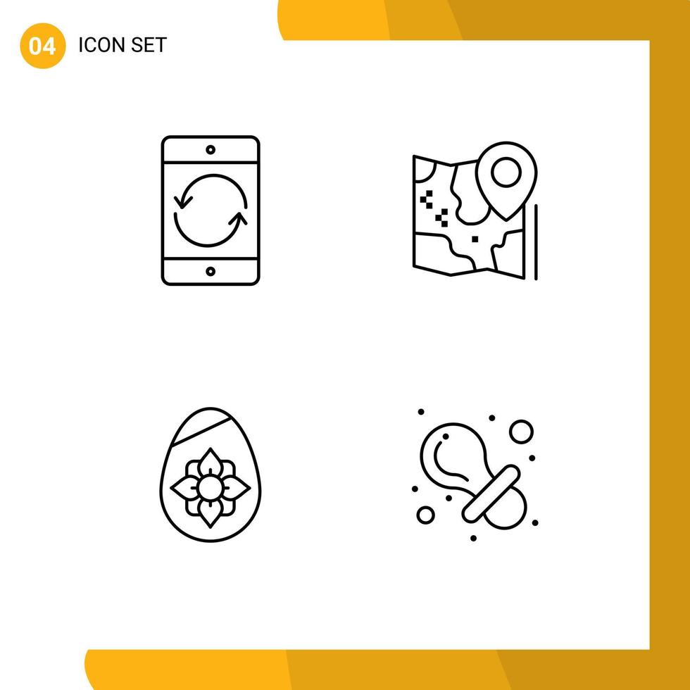 4 Creative Icons Modern Signs and Symbols of arrow destination devices pin easter Editable Vector Design Elements