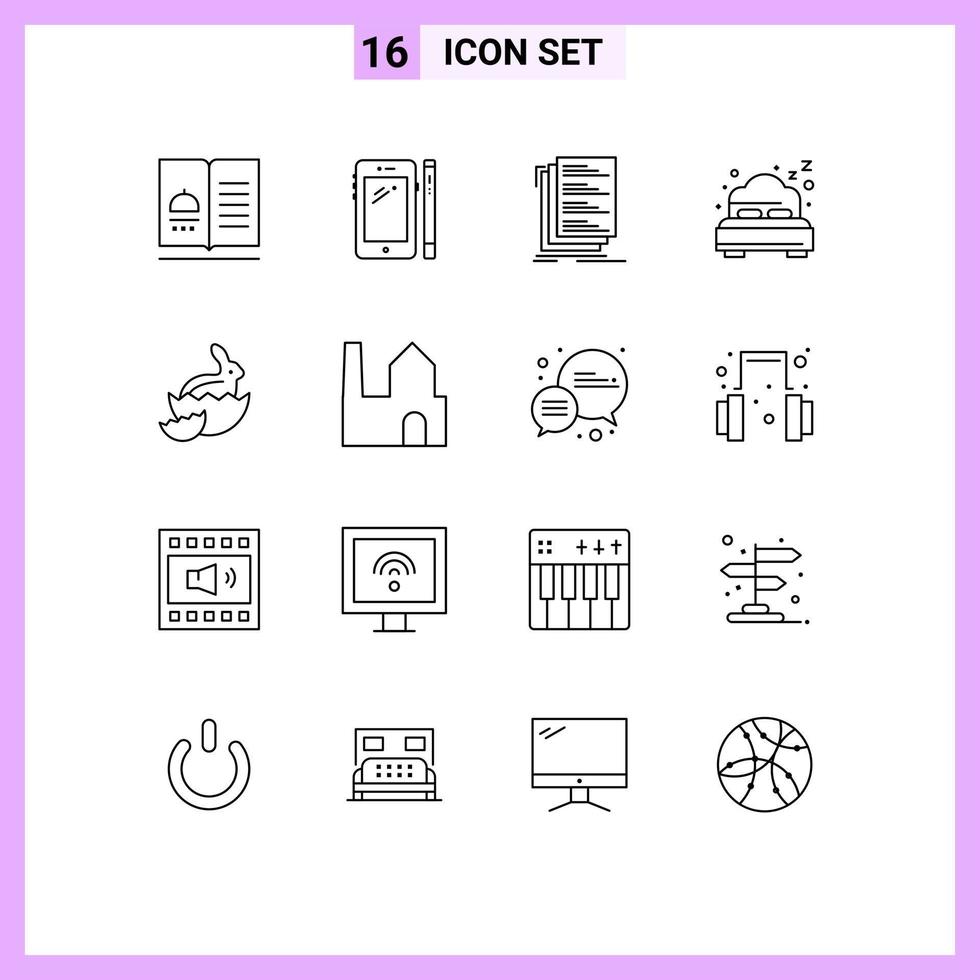 16 Creative Icons Modern Signs and Symbols of bed summer huawei list compile Editable Vector Design Elements