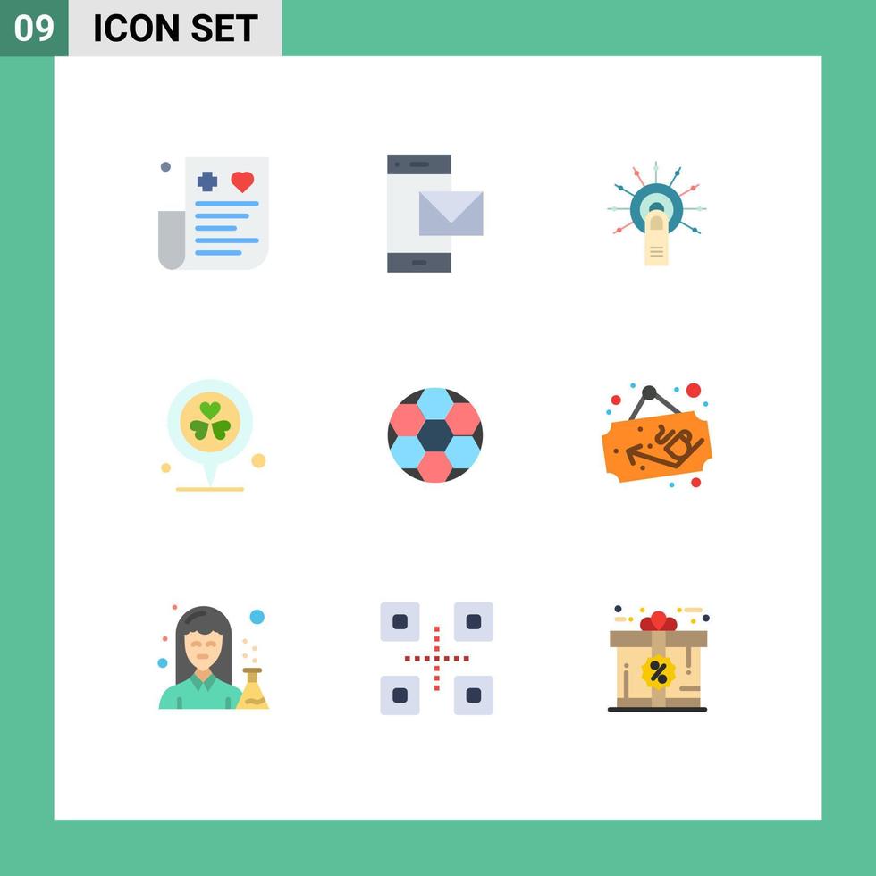 9 User Interface Flat Color Pack of modern Signs and Symbols of pin flower phone touch here ok Editable Vector Design Elements