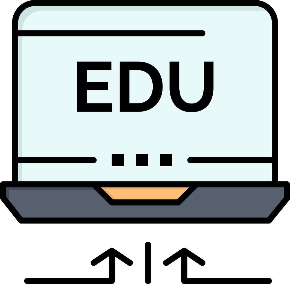 portátil hardware flecha educación plano color icono vector icono banner plantilla