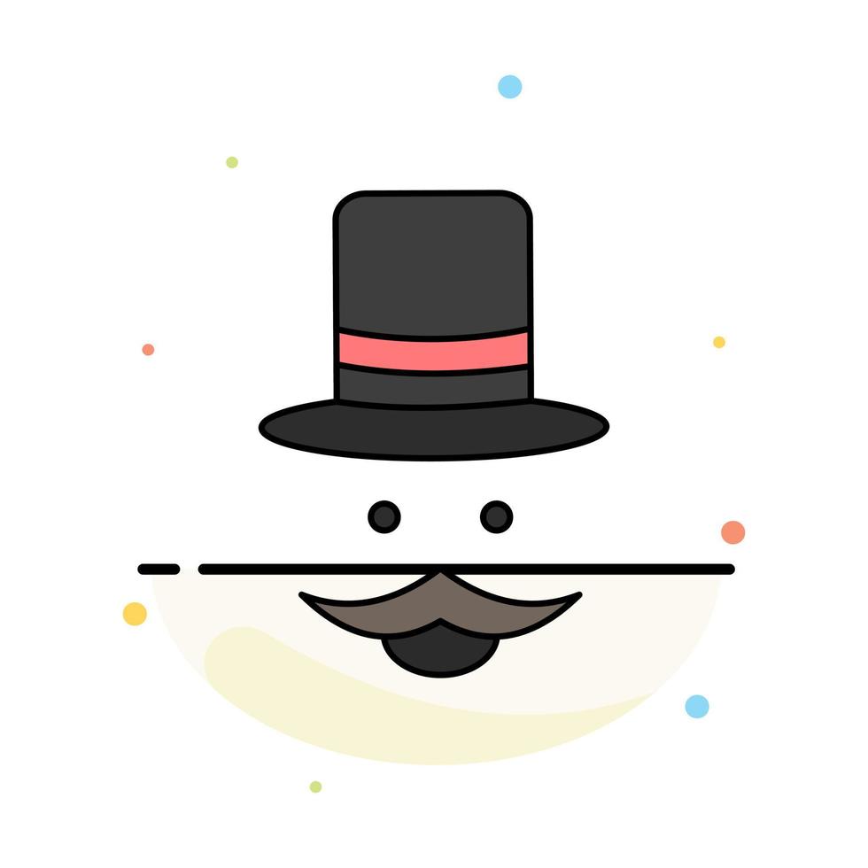 moustache Hipster movember hat men Flat Color Icon Vector