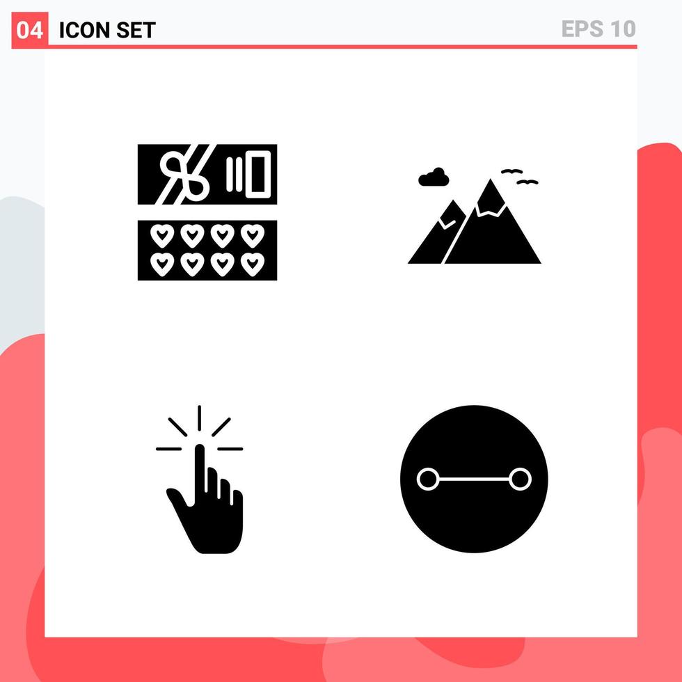 Collection of 4 Vector Icons in solid style Modern Glyph Symbols for Web and Mobile Solid Icon Sign Isolated on White Background 4 Icons Creative Black Icon vector background