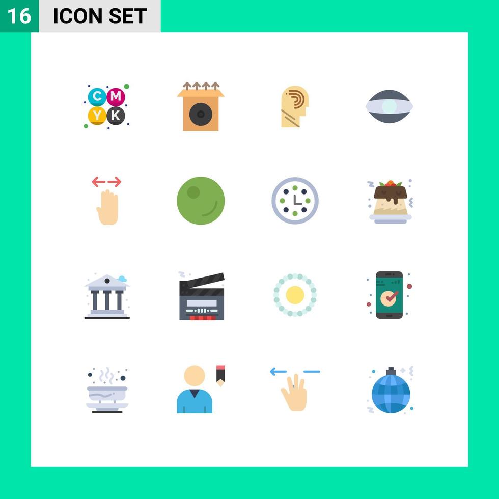 Set of 16 Modern UI Icons Symbols Signs for finger four manipulate vision face Editable Pack of Creative Vector Design Elements