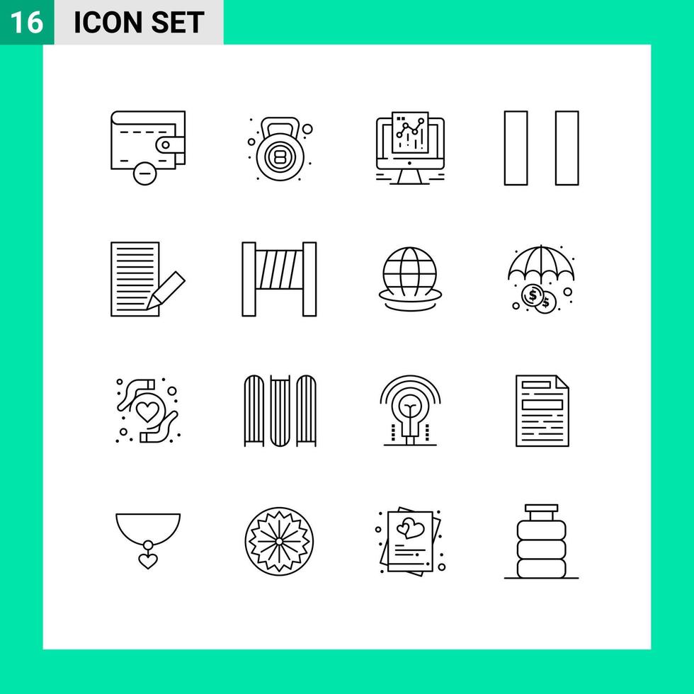 16 Universal Outlines Set for Web and Mobile Applications blocker letter data envelope communication Editable Vector Design Elements