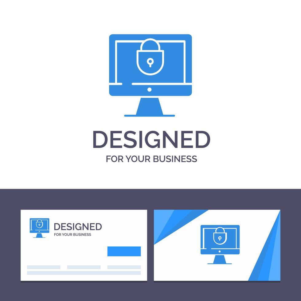 Creative Business Card and Logo template Computer Internet Lock Security Vector Illustration