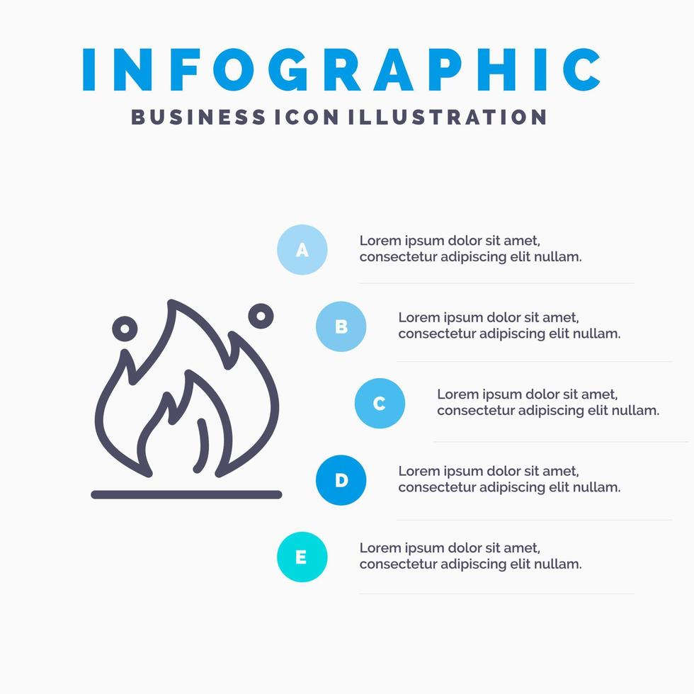 Fire Industry Oil Construction Line icon with 5 steps presentation infographics Background vector