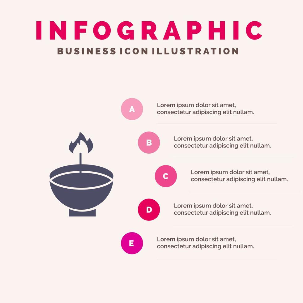 Celebrate Deepam Deepavali Diwali Festival Lamp Light Solid Icon Infographics 5 Steps Presentation Background vector