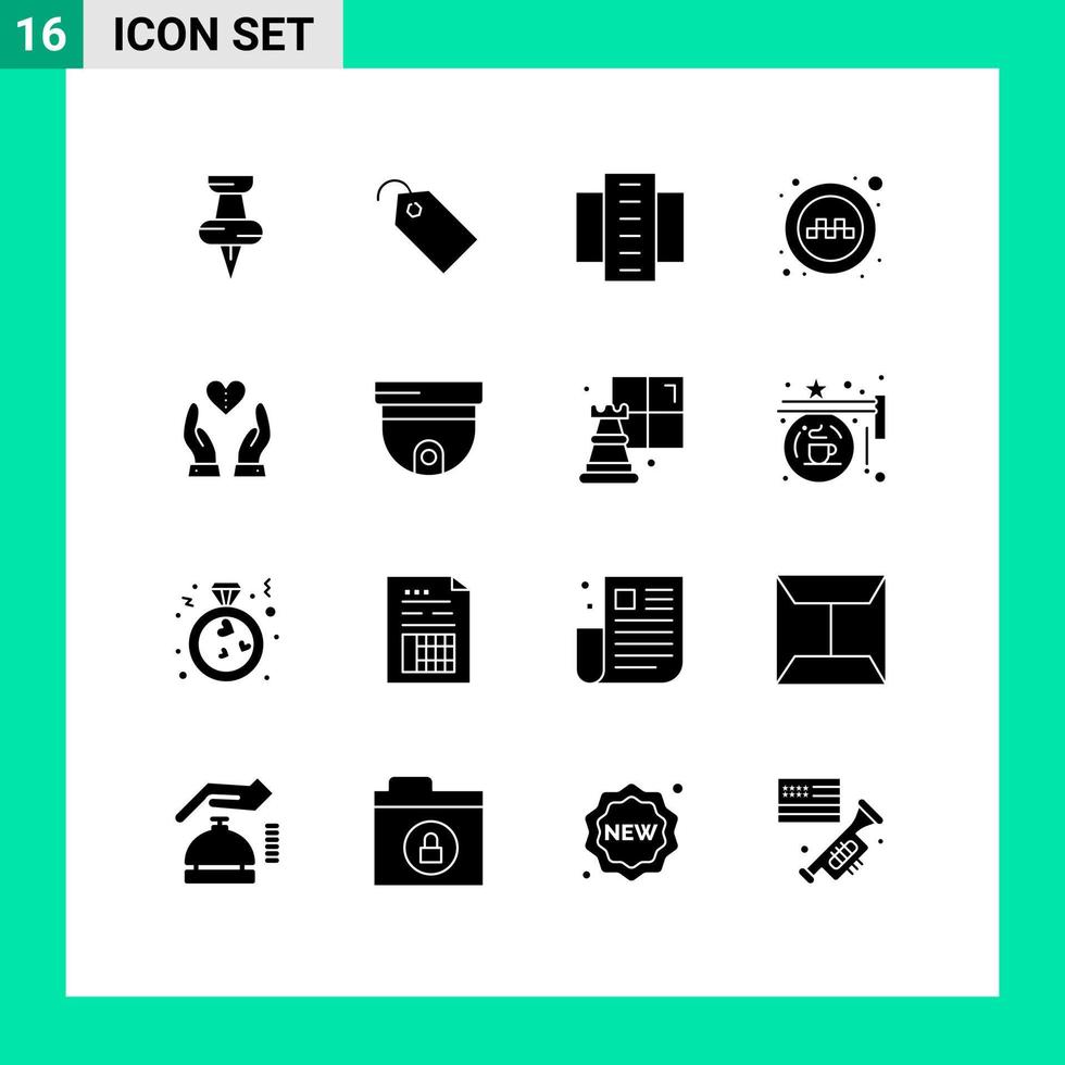 16 Solid Glyph concept for Websites Mobile and Apps compassion taxi building signs public Editable Vector Design Elements