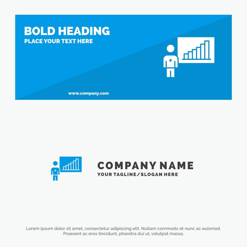 Graph Business Chart Efforts Success SOlid Icon Website Banner and Business Logo Template vector