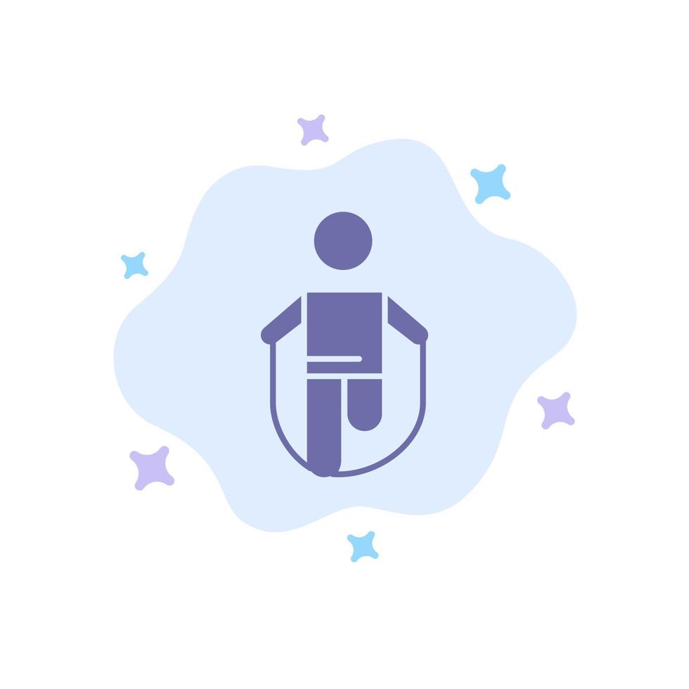 Activity Jump Jumping Rope Skipping Blue Icon on Abstract Cloud Background vector